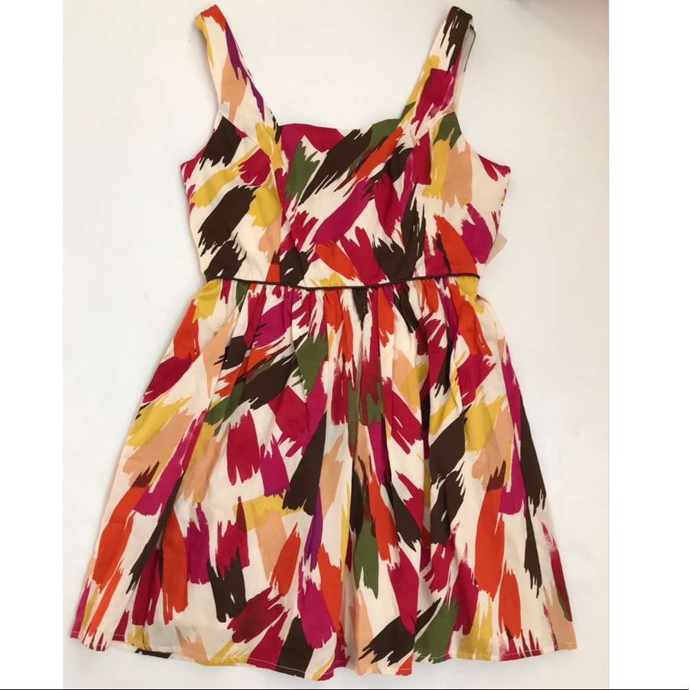 Forever 21 Medium Multicolor Abstract Print Mini Dress Sleeveless Zip Back